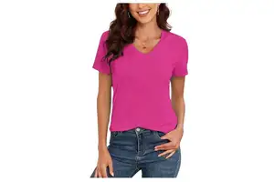 Women's Casual O-Neck T-Shirt Plus Size Quick Dry Breathable Canvas Polyester Summer Short Length Button Gray Color High Quality