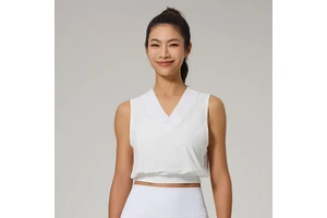 Women's Summer Sleeveless V-Neck Yoga & Outdoor Sports Vest Waist-Cinching Slimming Active Top for Running & Tennis Fitness Wear