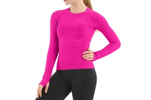 Breathable Women Slim Fit Yoga Workout Top Pilates Running Fitness Stretchy Quick Dry Round Neck Full Sleeve Yoga Top
