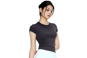 Cropped short-sleeve sexy slim-fit quick-dry casual breathable sports yoga top for fitness Pilates and running T-shirt