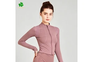 Women's Cross-Border Autumn Slim Long-Sleeved Yoga Jacket Quick-Dry Fitness Breathable Top for Running and Sports