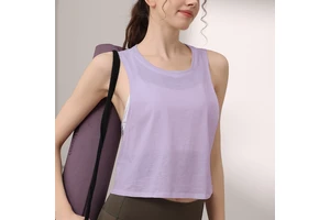 Workout Tops Women Loose Crop Sleeveless Round Neck Lightweight Breathable Quick Dry Gym Clothes Activewear Yoga Fitness Running