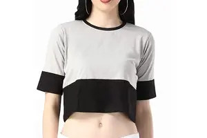 Summer Fashionable 92% Cotton 8% Spandex Slim Fit Girls Crop Top T-Shirt Round Neck Women's