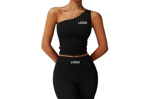 Custom Women Oblique One-Shoulder Top Yoga Vest Slim Fit Quick-Dry Sports Shaping Running & Fitness Yoga & Gym Workout Tank Top