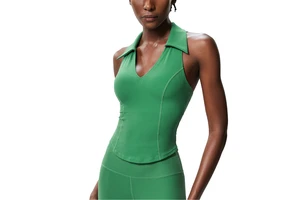 Women's Lightweight Deep V Halter Polo Neck Design Quick Dry Soft Tank Tops Breathable Yoga Vest Workout Sports Bra Quick Dry