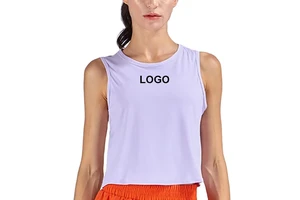 Women's Plus Size Summer Sportswear Fitness Yoga Top Custom LOGO Loose Breathable Sleeveless Lightweight Recyclable Printed