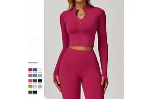 2025 New Trending Eco-Friendly Breathable Nylon/Spandex Full Sleeve Yoga Top Skinny Fit Front Logo High Popular Wholesale Sports
