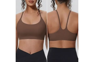 Women's Double Sided Breathable High Support Nylon Spandex Tight Fitting Crisscross Strap Back Supporting Sports Running Bra