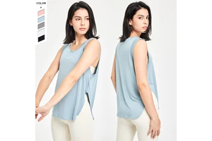 In Stock High Quality Solid Color Sleeveless Top Running Training Yoga Top Loose Sports Vest
