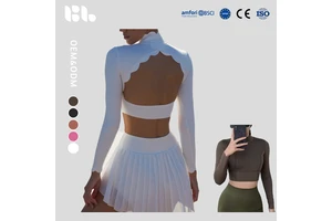 Shell Lace Backless Solid Yoga Wear Long Sleeve Tight Breathable Slimming Chest Pads Sports Running Fitness Training Top