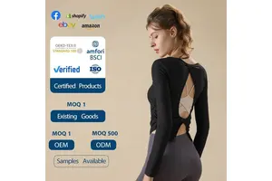 Hot Selling Long Sleeve Yoga Fitness Top Slim Fit Hollow Back Sports Running T-Shirt for Women