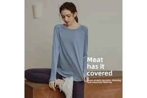 Women's Loose Quick Dry Long Sleeve Yoga Top Breathable Fitness Shirt