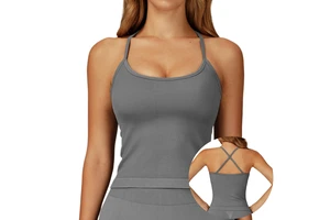 Women's Seamless Yoga Tank Top with Thin Straps and Cross-Back Design Outdoor Running and Fitness Top