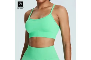 Custom New Style Fashion Active Gym Sports Wear Women Nude Feeling High Cross Back Fitness Seamless Yoga Top for Women