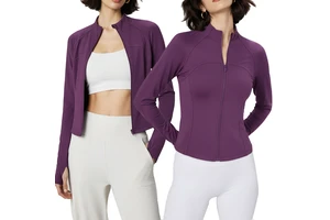 Women's New Slim Full Zipper Long Sleeves Shirts Tops Coat Sports Gym Workout Wear Clothes Fitness Yoga Jackets With Thumb Holes