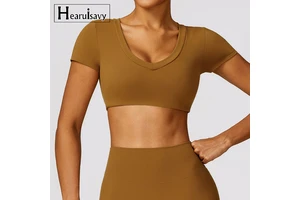 Women Yoga Clothes Short Sleeves for Casual Running Gym Wear Fitness Yoga Wear Athletic Crop Top Femme Sportswear 2024 New