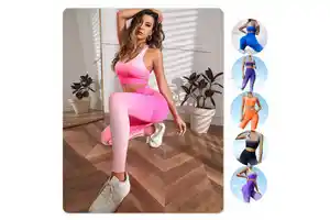 Seamless Yoga Set Gradient Color Gym Clothing Women's Workout Scrunch Leggings Sets