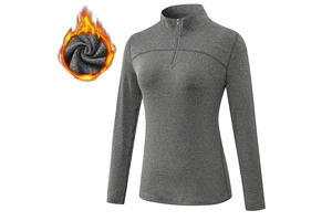 Wholesale Womens Tight Yoga Top Half Zip Workout Running Top High Stretch Slimming Warm Sportswear Long Sleeve Top