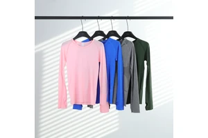 Long Sleeve Yoga T-Shirt Women 100% Nylon Quick Dry Slim Fit Gym Fitness Running Top Crew Neck Athletic Sports Wear