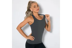 High Quality Eco-Friendly Breathable Lightweight Yoga Vest for Women-Spandex/Nylon Material Front Logo Regular Fit