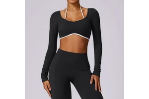 Women's Slim-Fit Naked Feel Yoga Top Quick Dry Long Sleeve Workout Shirt for Running Gym Sexy Back Design Breathable Print