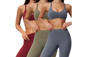 FWX5560 V-neck sports bra with detachable chest pad and shockproof cross-beautiful back for outer wear pilates yoga sports