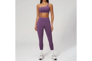 JY New Arrival Quick-drying Ladies Seamless Slant Shoulder Running Quick-Dry Yoga Set Women's Outdoor Sports Set Tight Fit