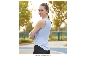 Breathable Women's Quick Dry Elastic Sports Vest Summer Yoga Round Collar Running Tank Tops