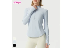 Custom Logo Womens Clothing Slim Half Zipper Stand up Collar Workout Sports Tops Long Sleeve Fitness Shirts Yoga Shirt for Women