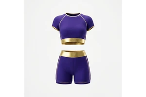 2025 Women Minimalist Gym Set Royal Purple Gold Crop Top High Waist Shorts Seamless Moisture Wicking Quick Dry Athletics