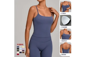 Custom Women Sleeveless Elastic Crop Yoga Tops High Waist Matching Sports Workout Tank Tops