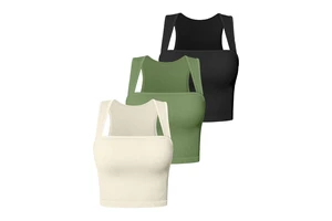 Women Square Neck Fitted Athletic Shirt Fashionable Running Fitness Breathable Sports Activewear Outdoor Gym Yoga Sleeveless Top
