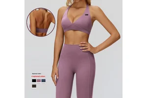 Custom Halfer Cross-Back Sports Bra Backless High Support V-Neck Yoga Bra Four-Way Stretch Yoga Sports Bra For Women