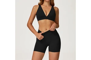 High Quality Custom Brushed V Neck Yoga Bra Quick Drying Breathable Sports Vest Top for Women Gym Running Fitness Shockproof