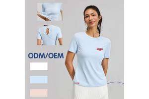 Breathable Mesh Back Yoga Top Short Sleeve Loose Fit With Built in Bra for Workout Wholesale