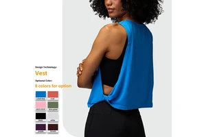 2026 Breathable Nylon Spandex Loose Sleeveless Blouse Sports Vest Womens Running Training Yoga Fitness Tank Top