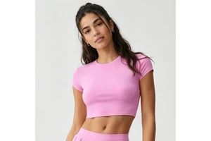 High Elastic Lightweight Breathable Yoga Short Sleeve Top Moisture Wicking Slim Fit Four-Way Stretch All Seasons