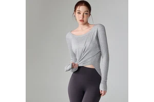 Base Layer Yoga Top with a Sexy Neckline a Stylish Long-sleeved Pullover for Sporty and Fitness Wear Running and Exercising.