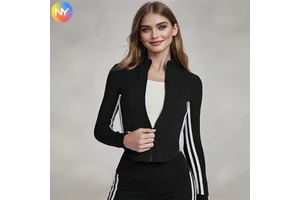 Advanced Sense Ladies Long-Sleeved Yoga Fitness Jacket Slim Standing Collar with Zipper Top Lulu Sports Topcoat
