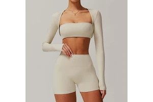 Custom New Quick Dry Gym Deportes Activewear Yoga Outdoor Sports Running Fitness Long Sleeve Crop Top For Women
