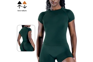 Wholesale Custom Logo Sportswear Women's Round Neck Quick Dry Customizable Yoga Sports Outdoor Short Sleeve Yoga Top