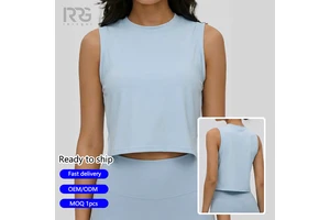 Roregal New Style Sleeveless Sport T-shirt Ladies Exercise Fitness Women's Loose Fit Crop Yoga Tank Top