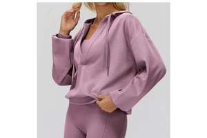 Women's Plus Size Solid Loose Long Sleeve Breathable Sweat-Wicking Four-Way Stretch Quick Dry V-neck Spandex/Polyester Yoga
