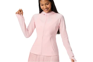 Women's Dry Quick Dry Breathable Windproof Lightweight Solid Color Nylon Spandex Zipper Pockets Hoodie Long Sleeve Yoga Top