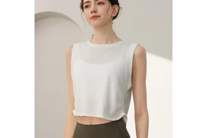 High-grade Polyester/Cotton Breathable Solid Sublimation Transfer Print Loose Sleeveless Tank Top Women's Professional Yoga