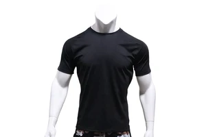 Buker Nylon Quick-Drying Fitness Round Neck Short Sleeve Plain T Shirt Breathable Gym Fitness Training Activewear Tops