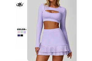 Wholesale Custom Nude Feeling Tight Long Sleeve t Shirt Shock Absorption Hollow-out Women's Sports Clothing Breathable Yoga Top