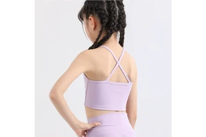 Beautiful Double-Layer Anti-Embarrassment Yoga Top for Girls Lightweight Breathable Fitness Clothes for Summer for Children