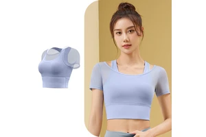 Women's Yoga Athletic tank Top Gauze Two-pieces Short Sleeves comfort Patch Running Clothes