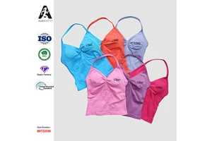 NO LOGO Women's Breathable Knit Longline Strappy Backless High Support Gym Tank Top for Running Yoga